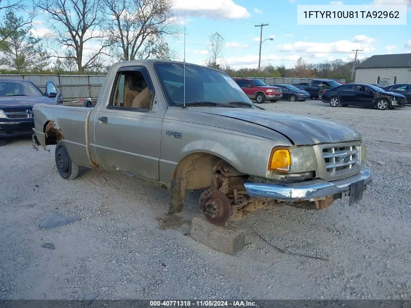 2001 Ford Ranger Edge/Xl/Xlt VIN: 1FTYR10U81TA92962 Lot: 40771318