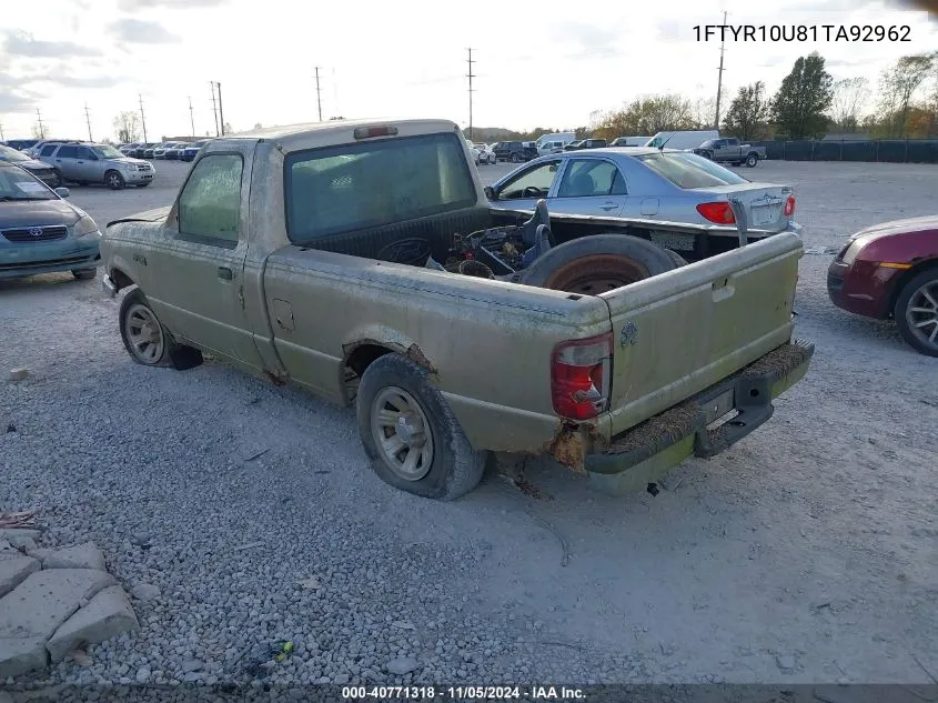 2001 Ford Ranger Edge/Xl/Xlt VIN: 1FTYR10U81TA92962 Lot: 40771318