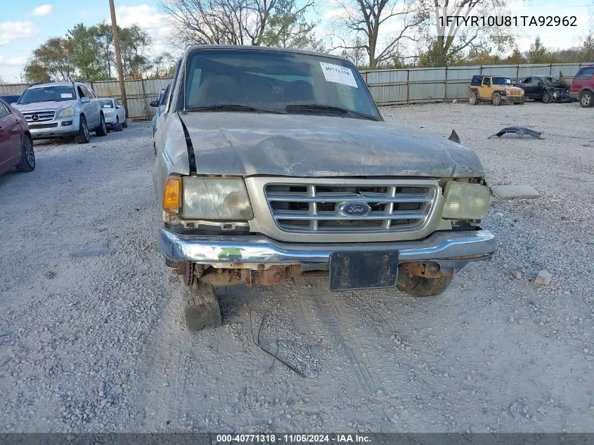 2001 Ford Ranger Edge/Xl/Xlt VIN: 1FTYR10U81TA92962 Lot: 40771318