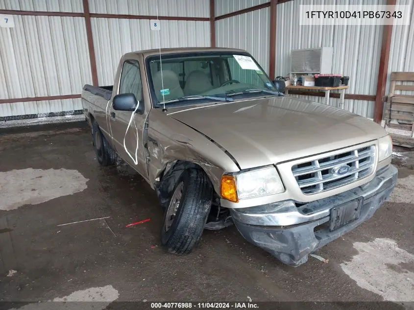 2001 Ford Ranger Xl/Xlt VIN: 1FTYR10D41PB67343 Lot: 40776988