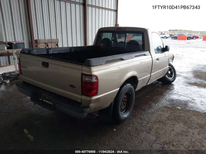 2001 Ford Ranger Xl/Xlt VIN: 1FTYR10D41PB67343 Lot: 40776988