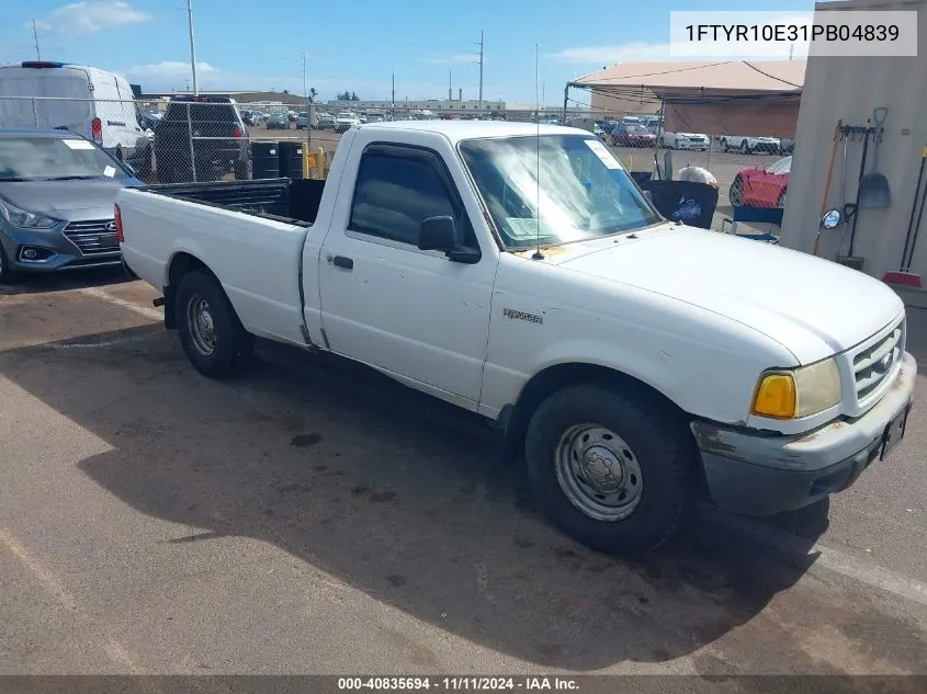 2001 Ford Ranger Edge VIN: 1FTYR10E31PB04839 Lot: 40835694