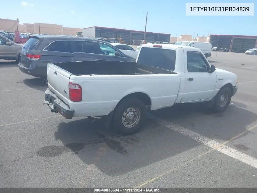 2001 Ford Ranger Edge VIN: 1FTYR10E31PB04839 Lot: 40835694