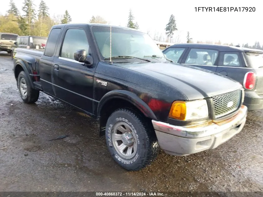 2001 Ford Ranger Edge/Xlt VIN: 1FTYR14E81PA17920 Lot: 40868372