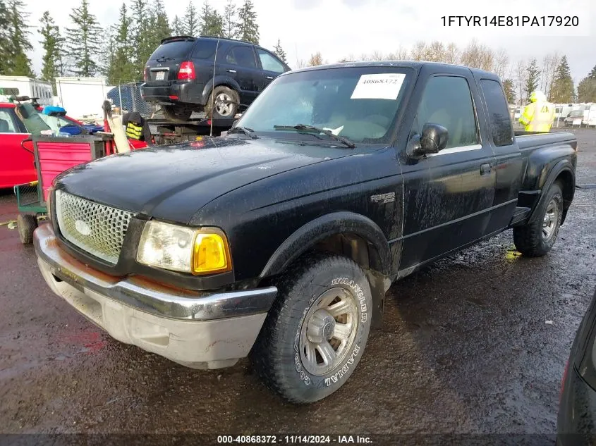 2001 Ford Ranger Edge/Xlt VIN: 1FTYR14E81PA17920 Lot: 40868372