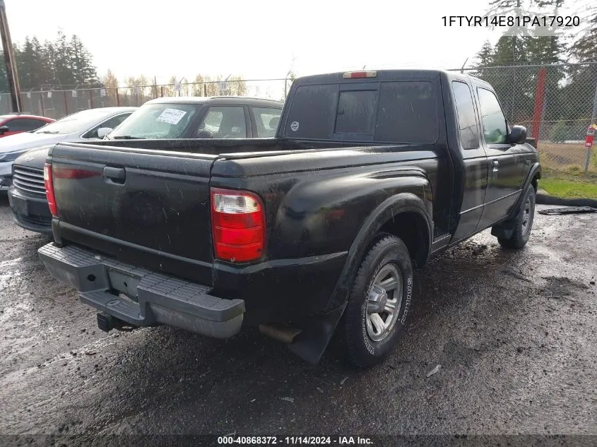 2001 Ford Ranger Edge/Xlt VIN: 1FTYR14E81PA17920 Lot: 40868372