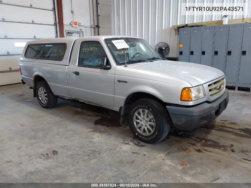 2002 Ford Ranger Edge/Xl/Xlt VIN: 1FTYR10U92PA43571 Lot: 39387824