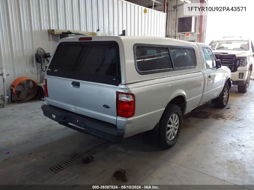 2002 Ford Ranger Edge/Xl/Xlt VIN: 1FTYR10U92PA43571 Lot: 39387824