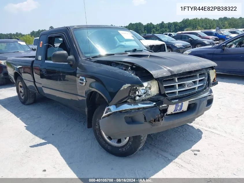 2002 Ford Ranger Xlt VIN: 1FTYR44E82PB38322 Lot: 40105708