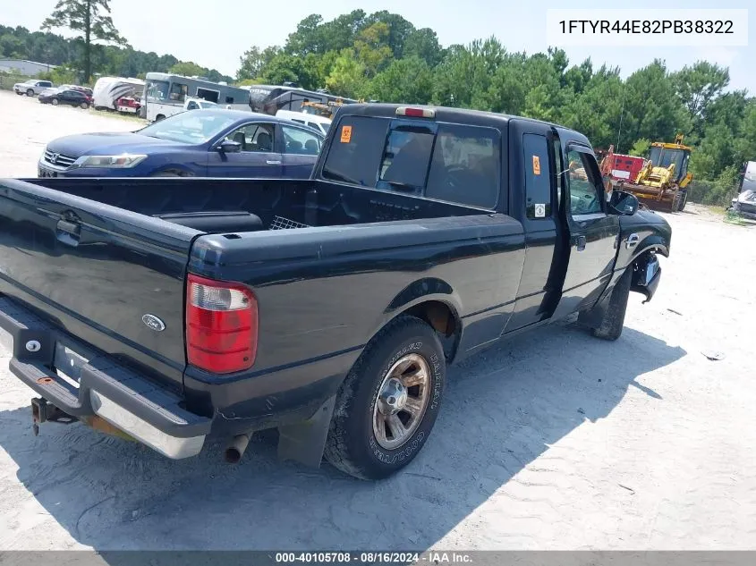 2002 Ford Ranger Xlt VIN: 1FTYR44E82PB38322 Lot: 40105708