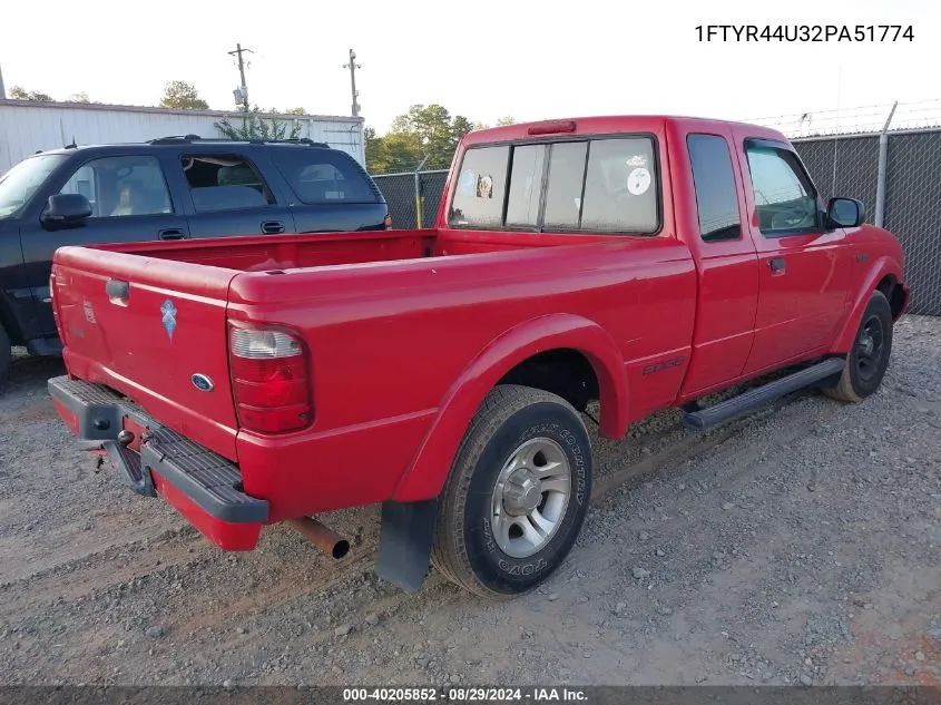 2002 Ford Ranger Edge/Tremor/Xlt VIN: 1FTYR44U32PA51774 Lot: 40205852