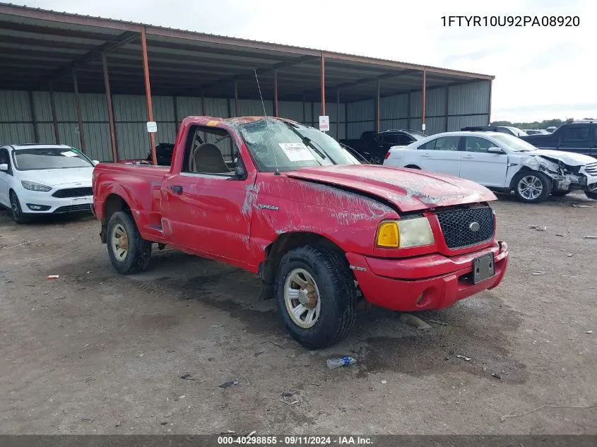 2002 Ford Ranger Edge/Xl/Xlt VIN: 1FTYR10U92PA08920 Lot: 40298855