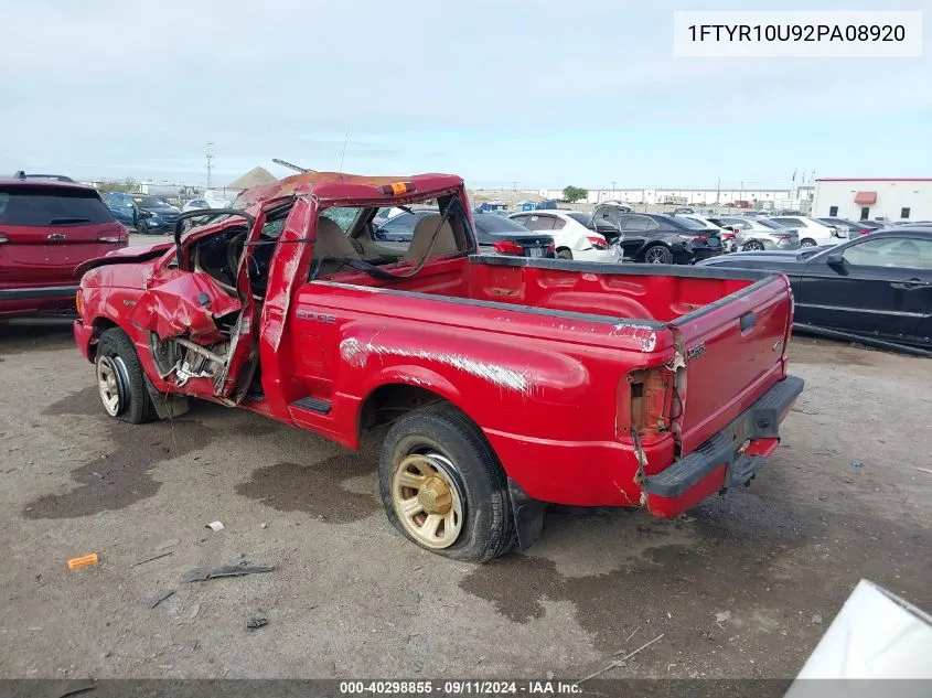 2002 Ford Ranger Edge/Xl/Xlt VIN: 1FTYR10U92PA08920 Lot: 40298855