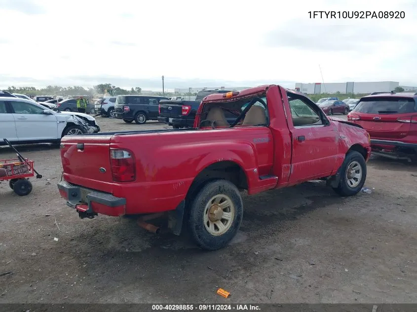 2002 Ford Ranger Edge/Xl/Xlt VIN: 1FTYR10U92PA08920 Lot: 40298855