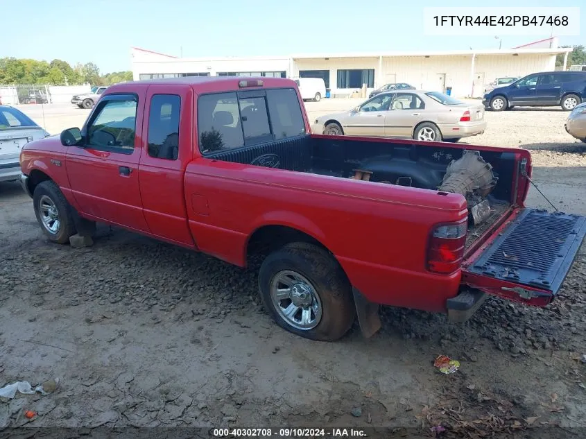 2002 Ford Ranger Xlt VIN: 1FTYR44E42PB47468 Lot: 40302708