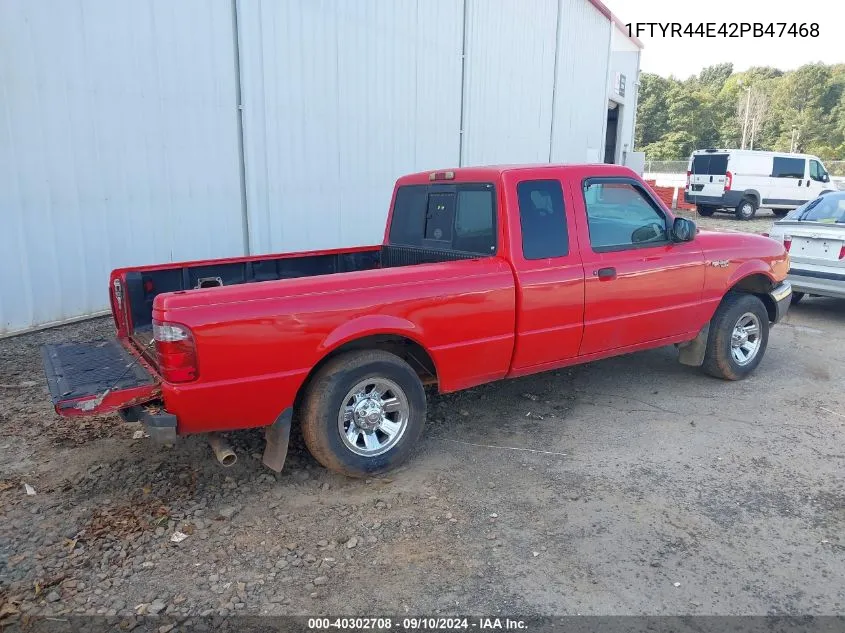 2002 Ford Ranger Xlt VIN: 1FTYR44E42PB47468 Lot: 40302708