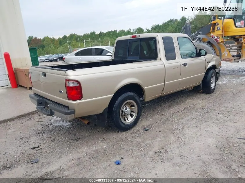 2002 Ford Ranger Xlt VIN: 1FTYR44E42PB02238 Lot: 40333367