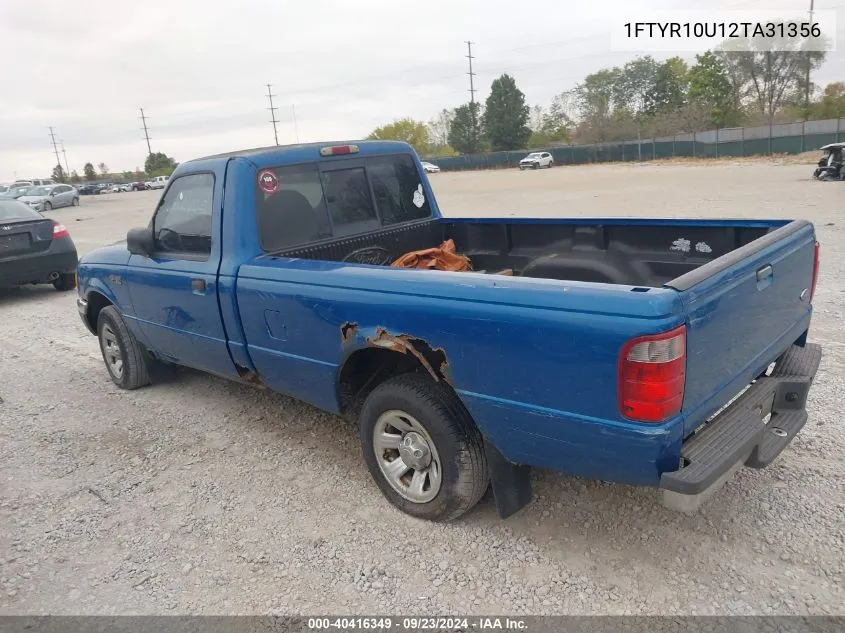 2002 Ford Ranger Edge/Xl/Xlt VIN: 1FTYR10U12TA31356 Lot: 40416349