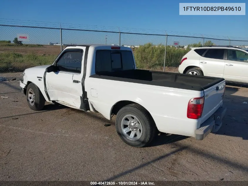 2002 Ford Ranger Xl/Xlt VIN: 1FTYR10D82PB49610 Lot: 40472635