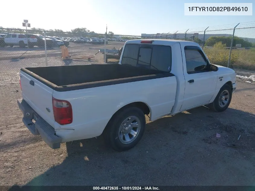 2002 Ford Ranger Xl/Xlt VIN: 1FTYR10D82PB49610 Lot: 40472635