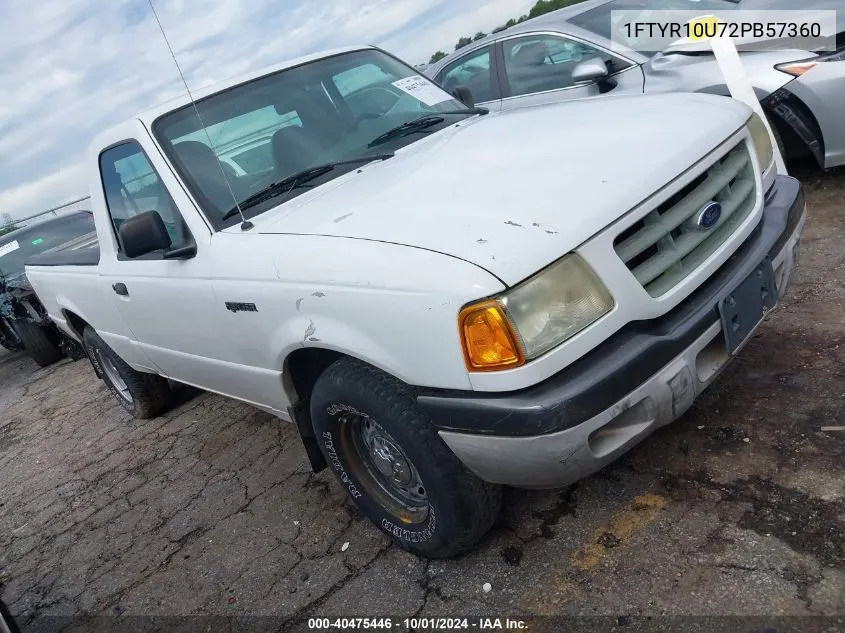 2002 Ford Ranger Edge/Xl/Xlt VIN: 1FTYR10U72PB57360 Lot: 40475446