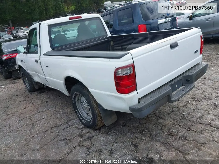 2002 Ford Ranger Edge/Xl/Xlt VIN: 1FTYR10U72PB57360 Lot: 40475446