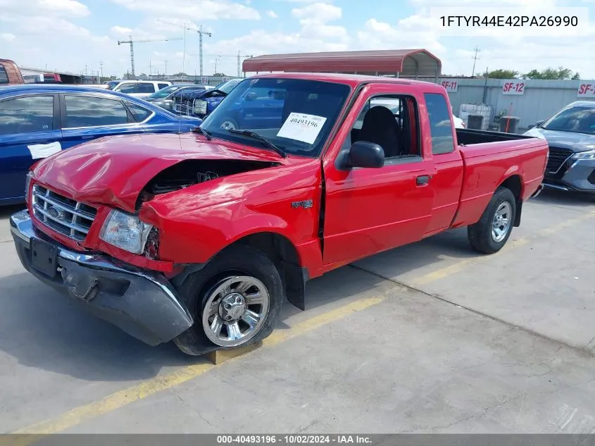 2002 Ford Ranger Xlt VIN: 1FTYR44E42PA26990 Lot: 40493196