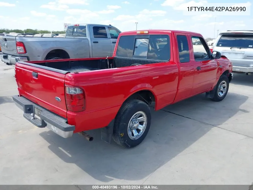 2002 Ford Ranger Xlt VIN: 1FTYR44E42PA26990 Lot: 40493196