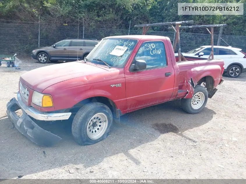 2002 Ford Ranger Xl/Xlt VIN: 1FTYR10D72PB16212 Lot: 40508211