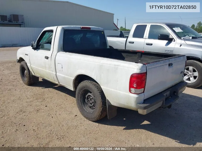 2002 Ford Ranger Xl/Xlt VIN: 1FTYR10D72TA02850 Lot: 40550122