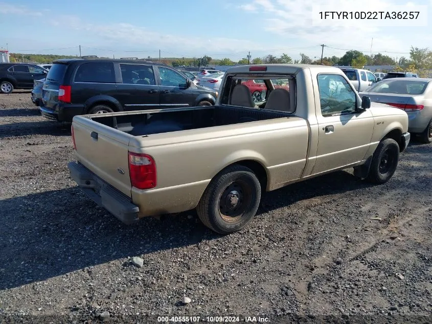 2002 Ford Ranger Xl/Xlt VIN: 1FTYR10D22TA36257 Lot: 40555107