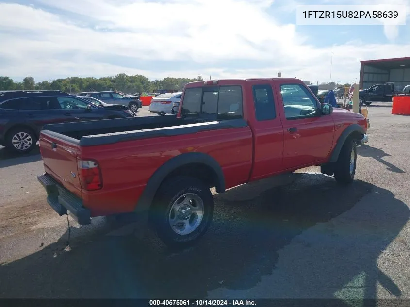 2002 Ford Ranger VIN: 1FTZR15U82PA58639 Lot: 40575061