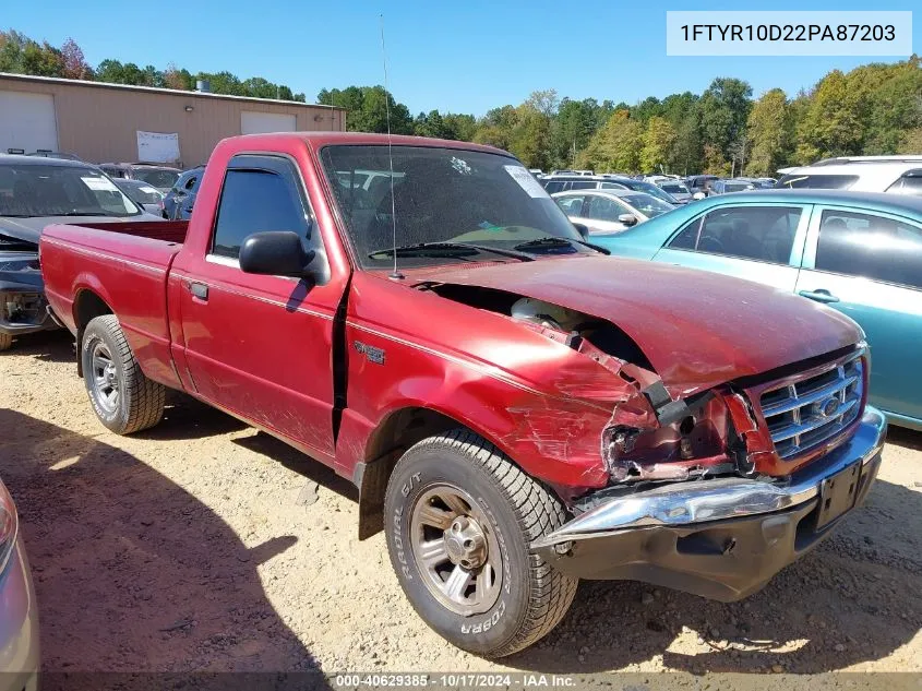 2002 Ford Ranger Xl/Xlt VIN: 1FTYR10D22PA87203 Lot: 40629385