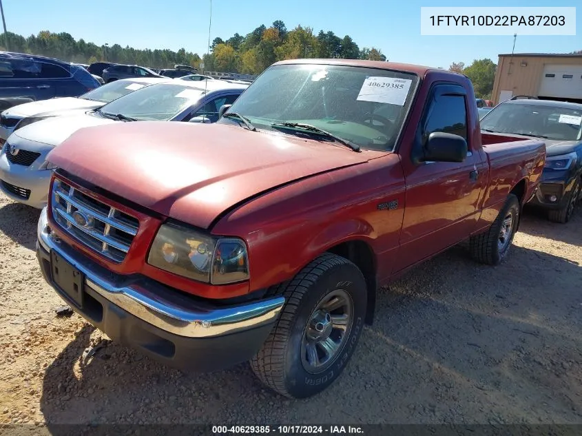 2002 Ford Ranger Xl/Xlt VIN: 1FTYR10D22PA87203 Lot: 40629385