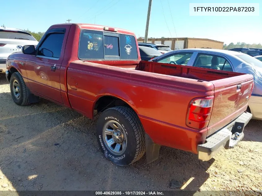 2002 Ford Ranger Xl/Xlt VIN: 1FTYR10D22PA87203 Lot: 40629385