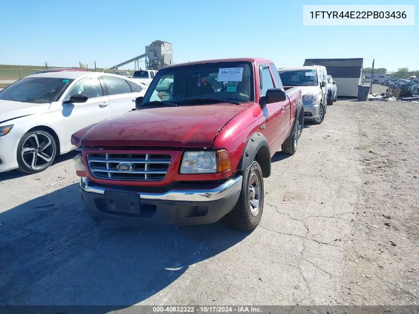 2002 Ford Ranger Xlt VIN: 1FTYR44E22PB03436 Lot: 40632322