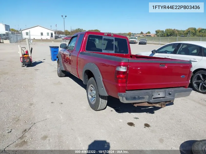 2002 Ford Ranger Xlt VIN: 1FTYR44E22PB03436 Lot: 40632322