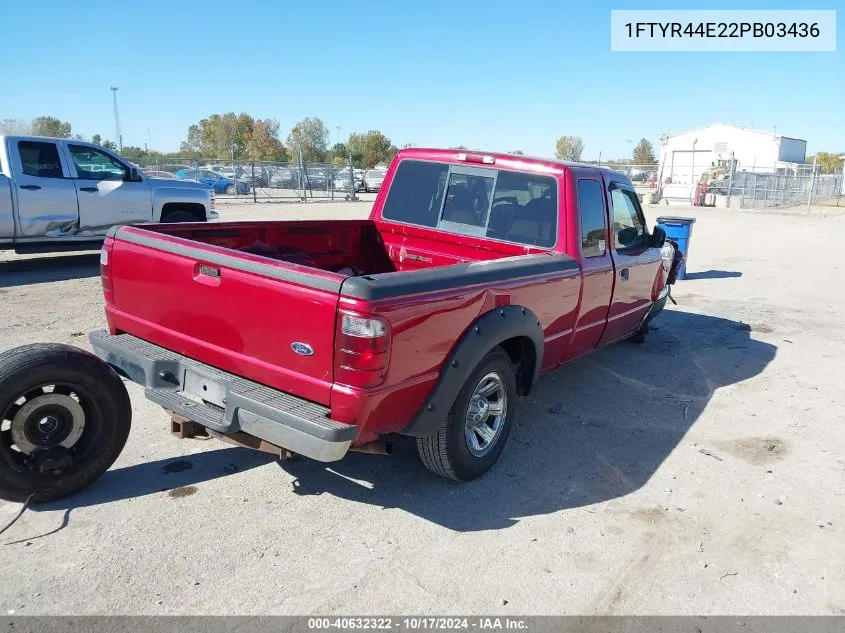 2002 Ford Ranger Xlt VIN: 1FTYR44E22PB03436 Lot: 40632322