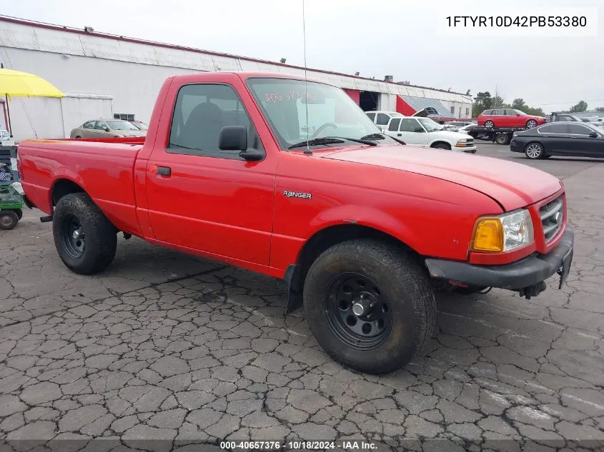 2002 Ford Ranger Xl/Xlt VIN: 1FTYR10D42PB53380 Lot: 40657376