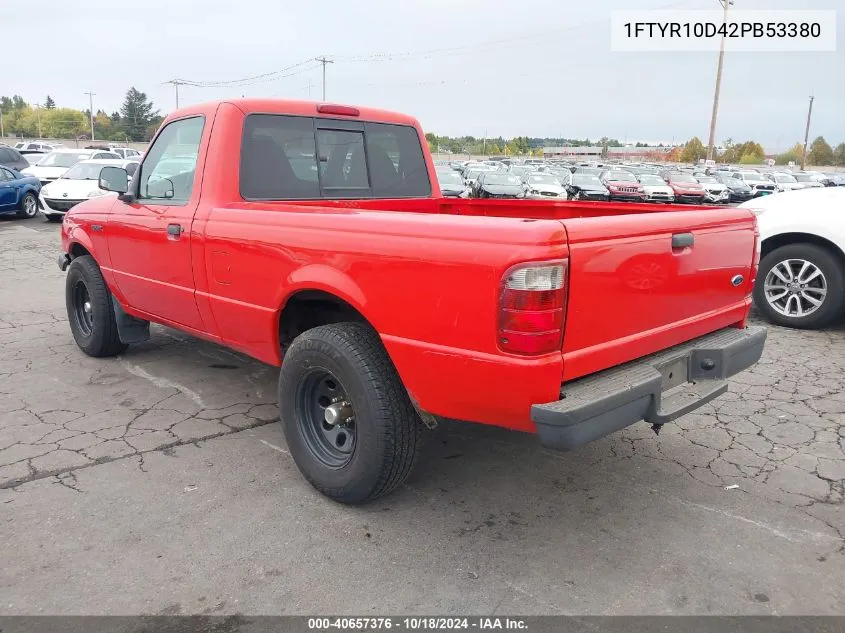 2002 Ford Ranger Xl/Xlt VIN: 1FTYR10D42PB53380 Lot: 40657376