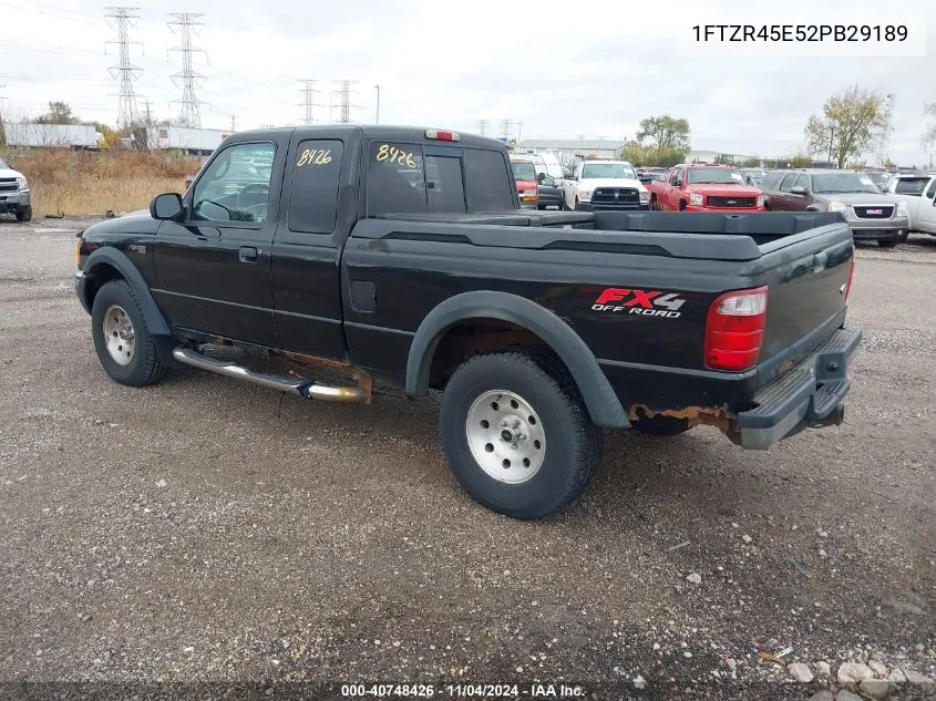 2002 Ford Ranger Super Cab VIN: 1FTZR45E52PB29189 Lot: 40748426