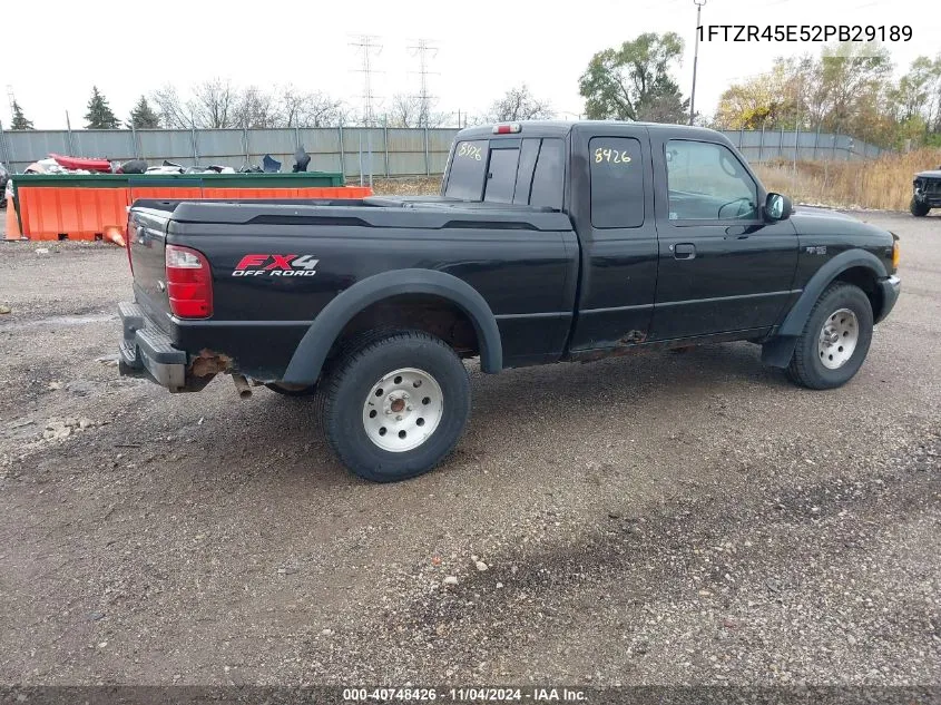 2002 Ford Ranger Super Cab VIN: 1FTZR45E52PB29189 Lot: 40748426