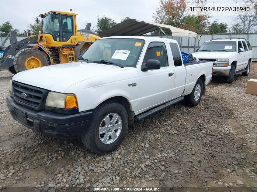 2002 Ford Ranger Edge Plus/Tremor/Xlt Appearance VIN: 1FTYR44U72PA36940 Lot: 40757088