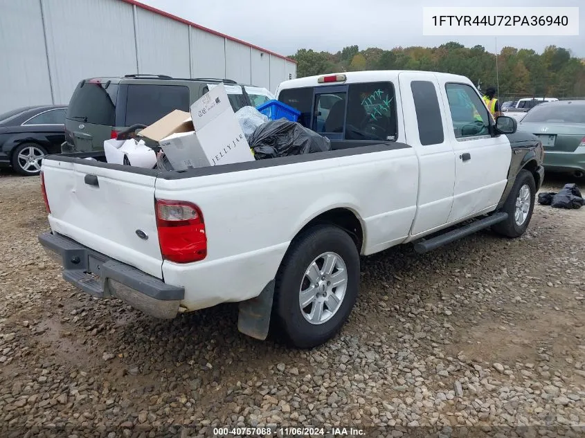 2002 Ford Ranger Edge Plus/Tremor/Xlt Appearance VIN: 1FTYR44U72PA36940 Lot: 40757088