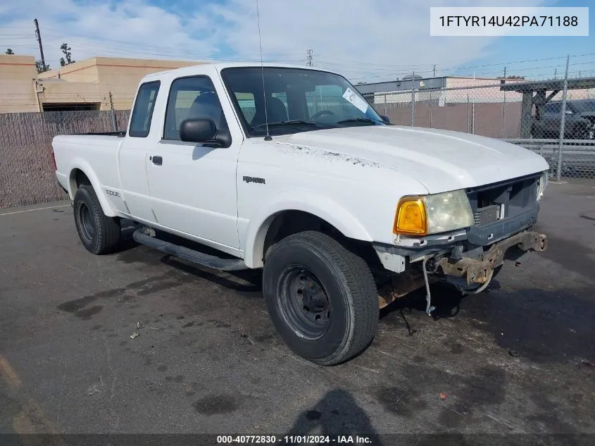 2002 Ford Ranger Edge/Tremor/Xl/Xlt VIN: 1FTYR14U42PA71188 Lot: 40772830