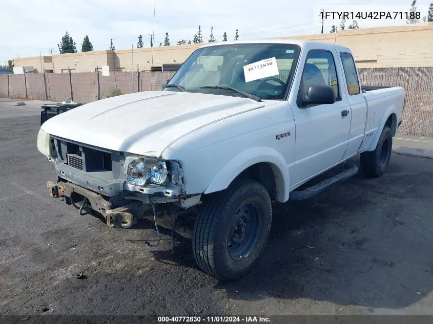 2002 Ford Ranger Edge/Tremor/Xl/Xlt VIN: 1FTYR14U42PA71188 Lot: 40772830