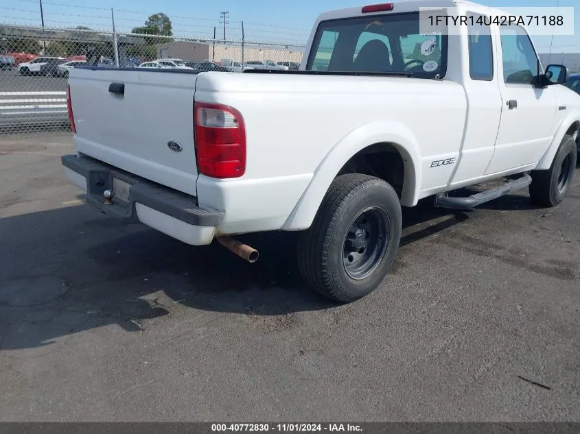 2002 Ford Ranger Edge/Tremor/Xl/Xlt VIN: 1FTYR14U42PA71188 Lot: 40772830