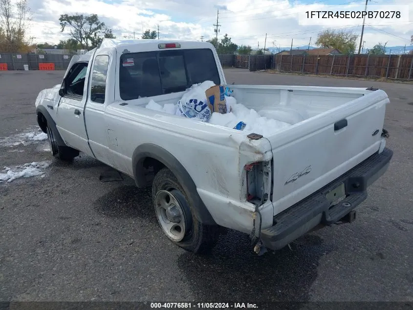 2002 Ford Ranger Edge/Xlt VIN: 1FTZR45E02PB70278 Lot: 40776581