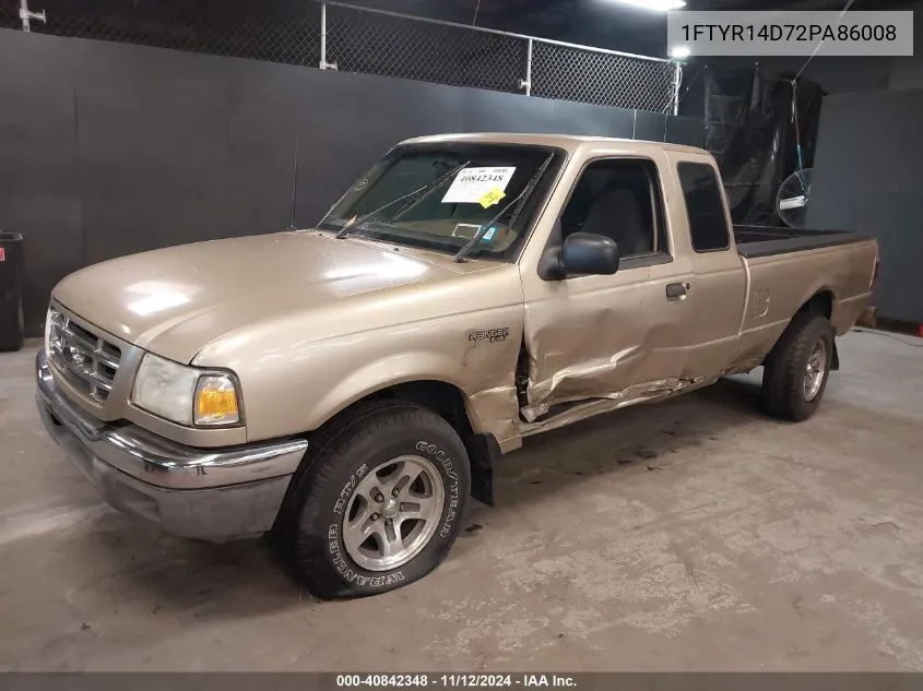 2002 Ford Ranger Xl/Xlt VIN: 1FTYR14D72PA86008 Lot: 40842348