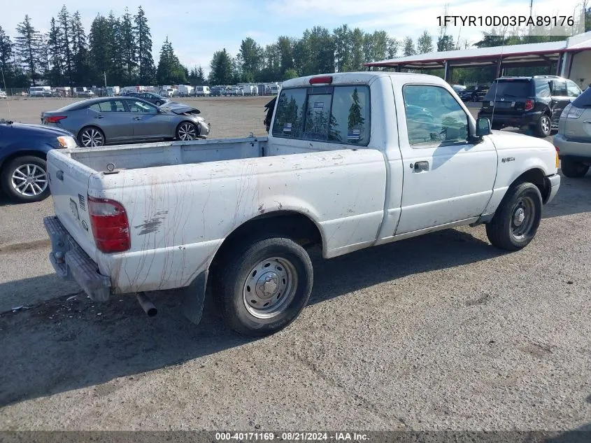 2003 Ford Ranger Xl/Xlt VIN: 1FTYR10D03PA89176 Lot: 40171169